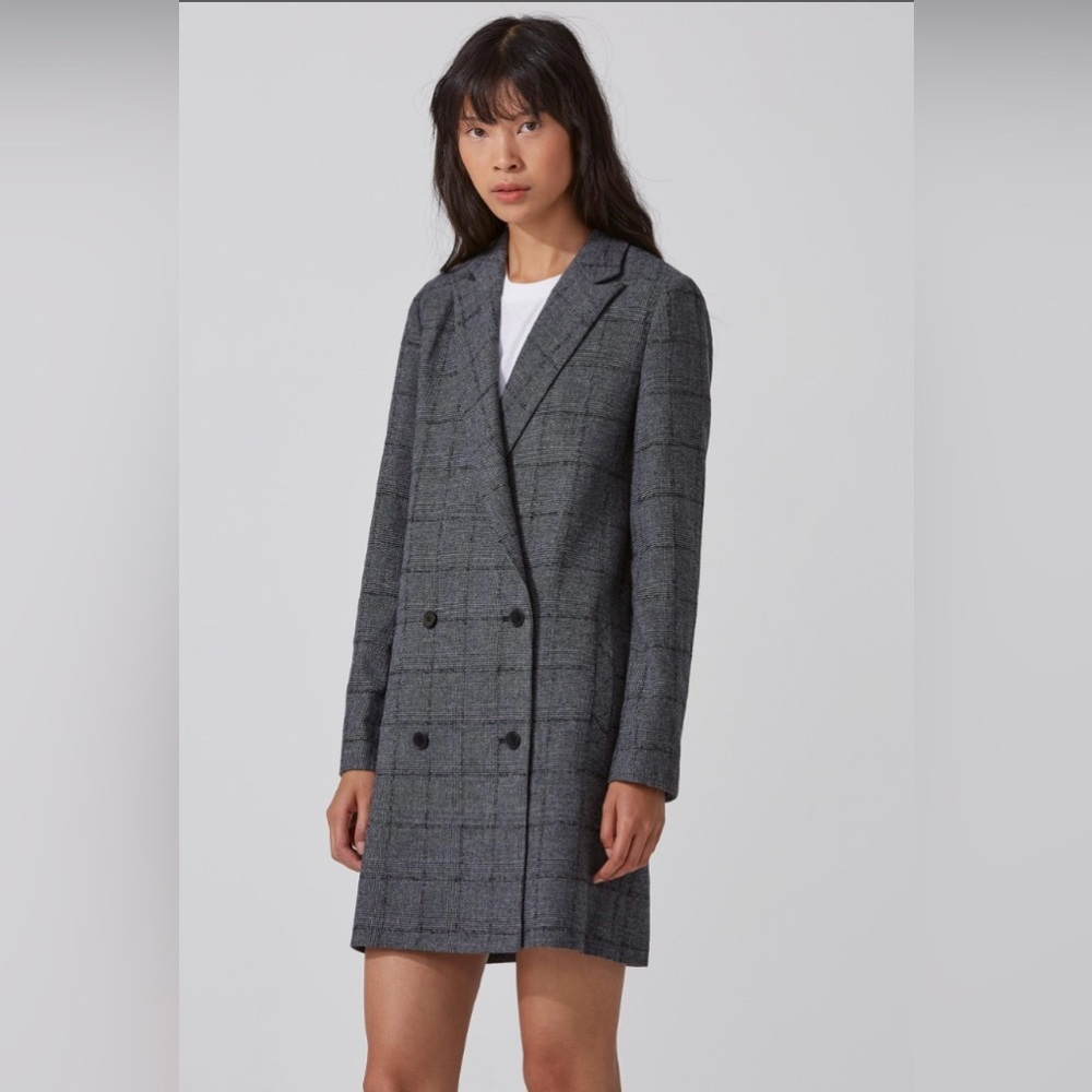 NWT Frank & Oak Wool Double Breasted Oversized Jacket / Blazer Gray Size XS